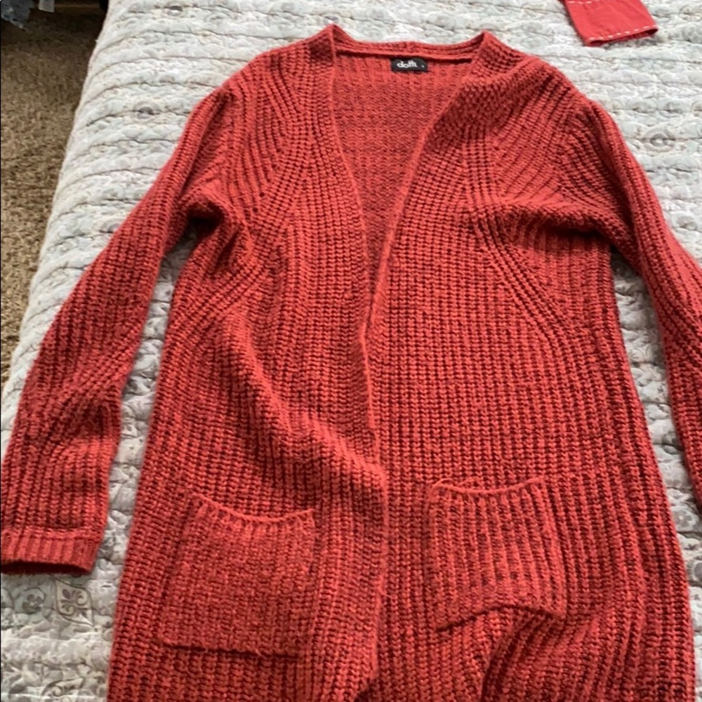 Long red sweater